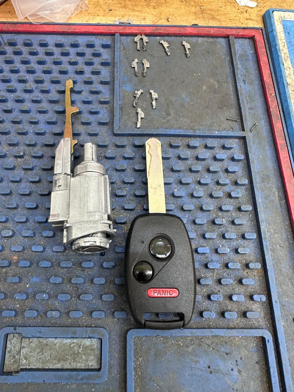 Completed Honda ignition rebuild with new key