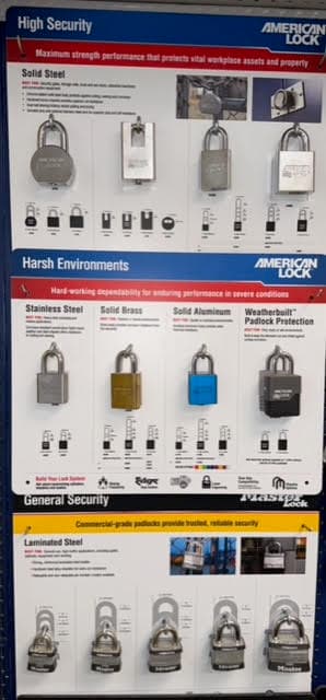 Padlocks and security chains for locksmith services at Okey Locksmith store