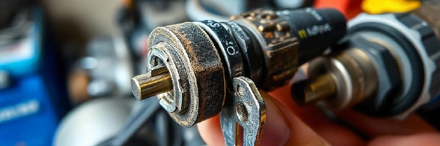 A damaged ignition cylinder
