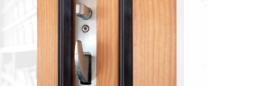 Sliding door locks with latch