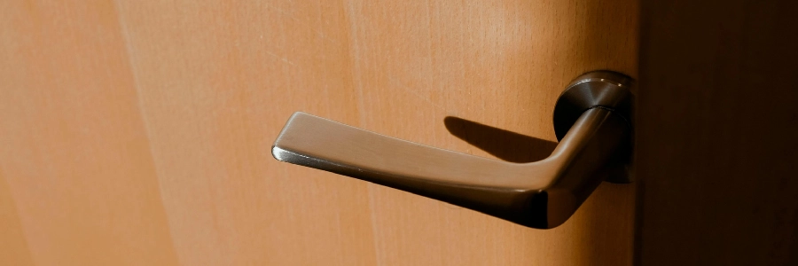 Wooden door with a double cylinder deadbolt lock
