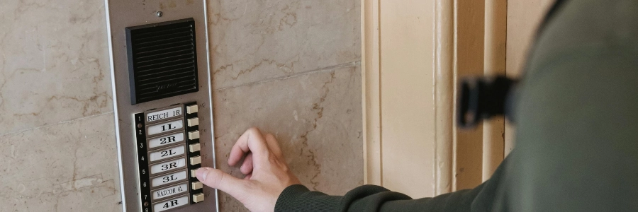 person using intercom